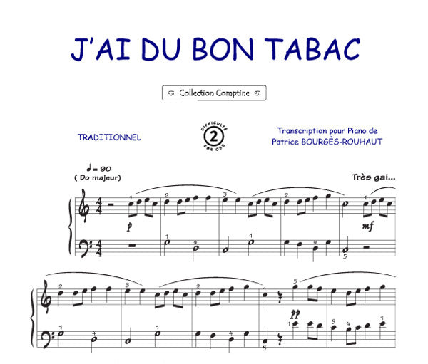 J'ai du bon tabac, Feuillet pour piano et Chant et Guitare