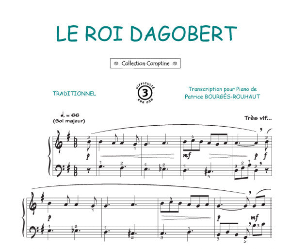 Le roi Dagobert, Feuillet pour piano et Chant et Guitare