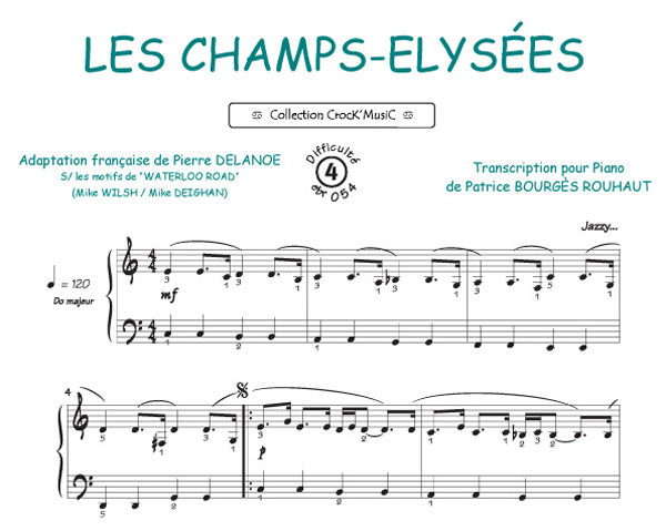 Champs-Elysees (Collection Crock'MusiC), Feuillet pour piano