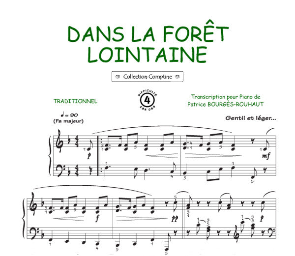 Le coucou dans la forêt lointaine, Feuillet pour piano et Chant et Guitare
