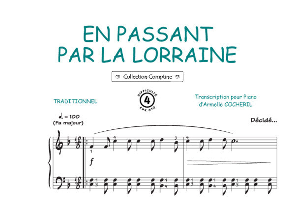 En passant par la Lorraine, Feuillet pour piano et Chant et Guitare