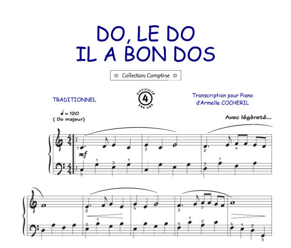 Do le do il a bon dos, Feuillet pour piano et Chant et Guitare