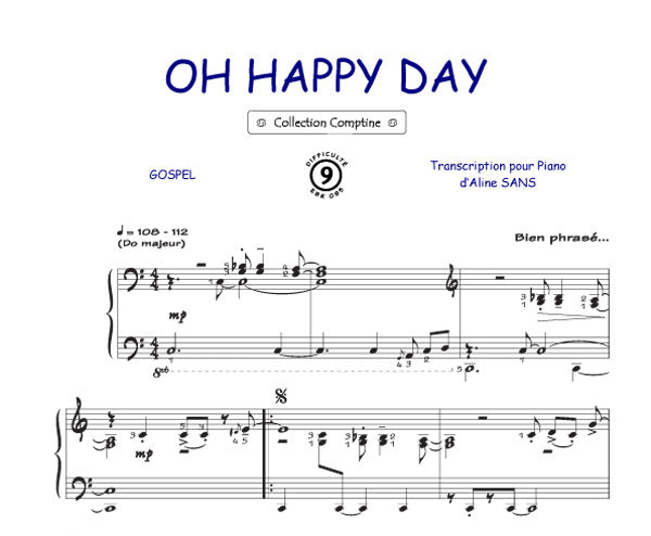 Oh Happy days, Feuillet pour piano et Chant et Guitare