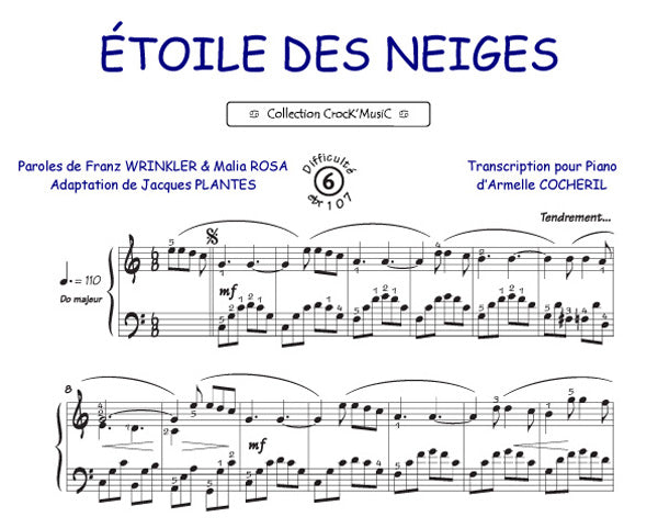 Etoile des neiges de Franz Winkler, Feuillet pour piano