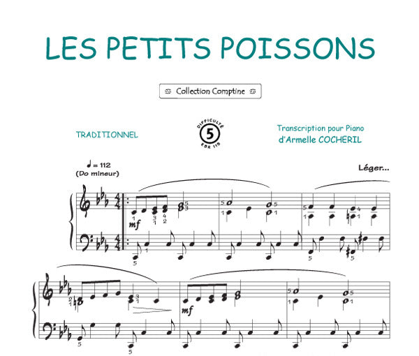 Les petits poissons, Feuillet pour piano et Chant et Guitare