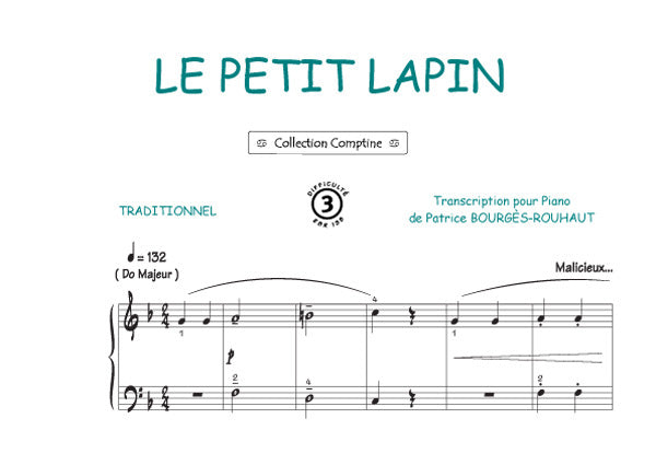 Un petit lapin, Feuillet pour piano et Chant et Guitare