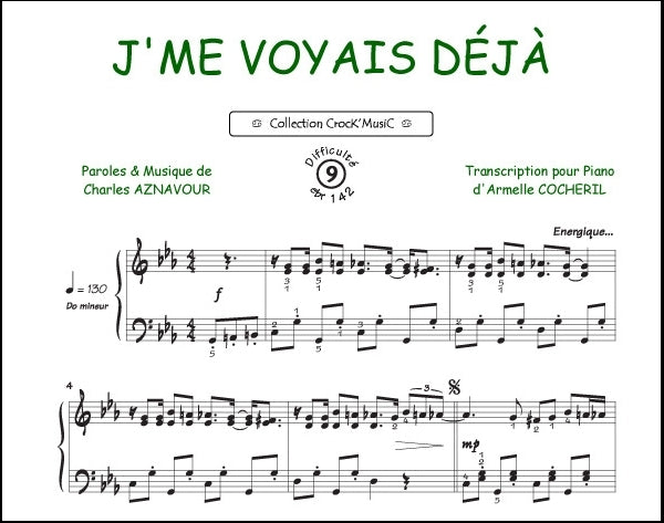 Je m'voyais déjà de Charles Aznavour, Feuillet pour piano