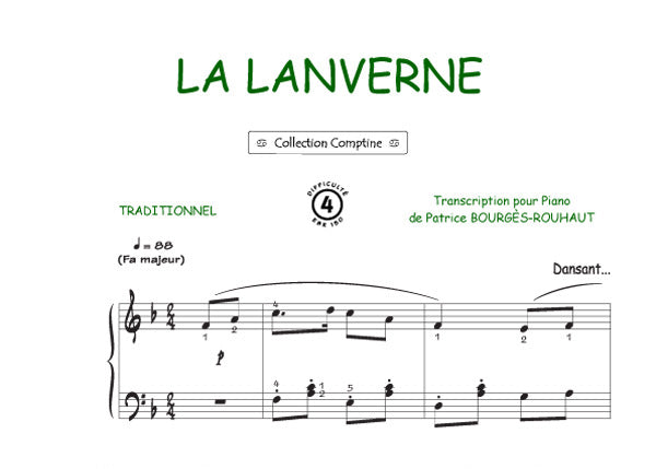 La Lanverne, Feuillet pour piano et Chant et Guitare