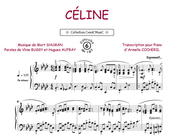 Céline de Mort Shuman, Feuillet pour piano