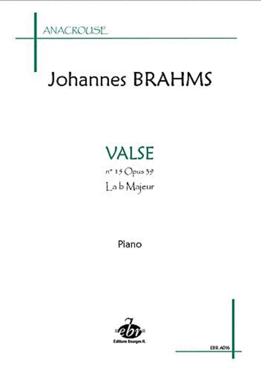 Valse Opus 39 N° 15 de Johannes Brahms, Livre pour piano