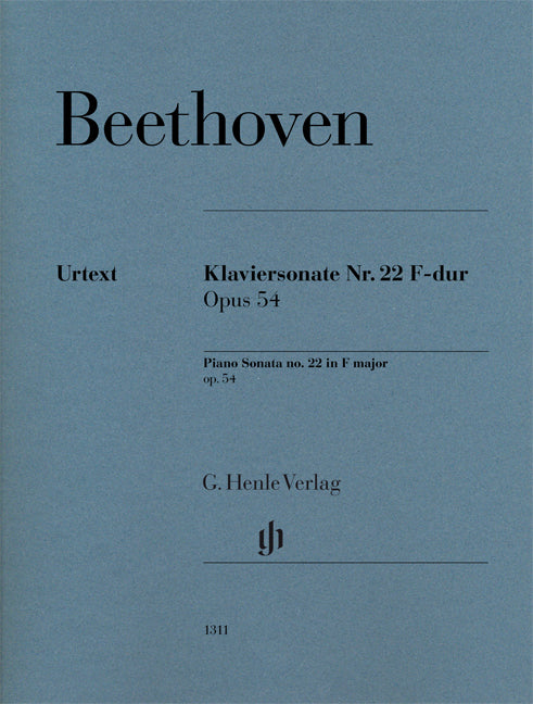 Sonate pour piano n° 22 en fa majeur, op. 54 | Ludwig van Beethoven | Piano | Livre | HN 1311