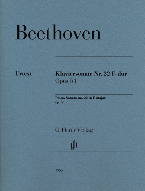 Sonate pour piano n° 22 en fa majeur, op. 54 | Ludwig van Beethoven | Piano | Livre | HN1366