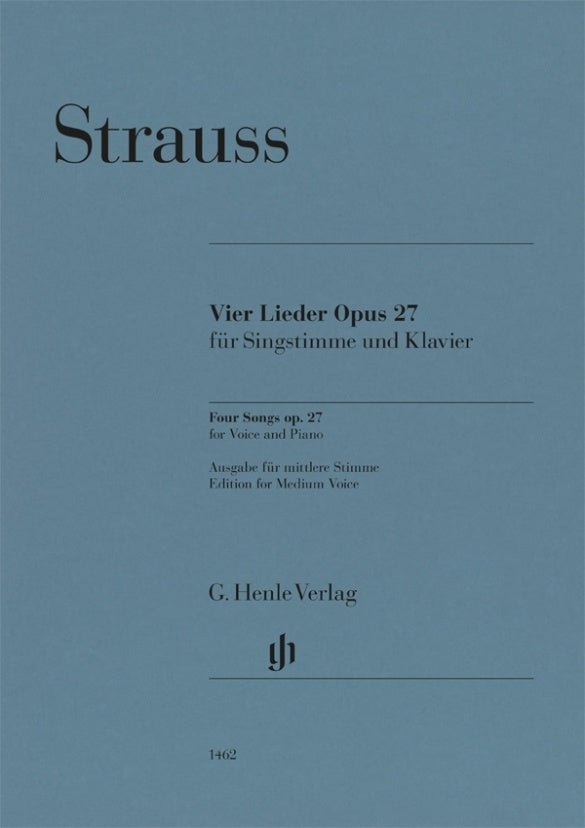 Quatre lieder, opus 27 | Richard Strauss | Voix | Réduction pour piano | HN 1462