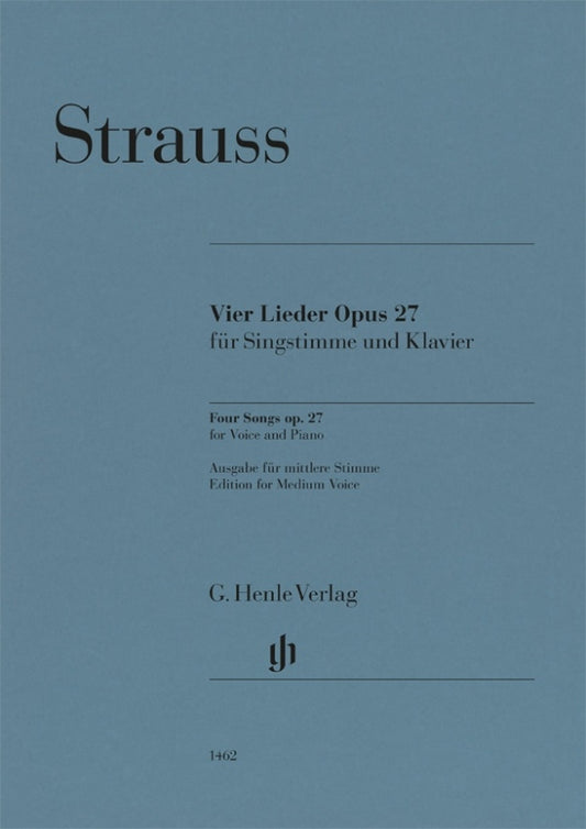 Quatre lieder, opus 27 | Richard Strauss | Voix | Réduction pour piano | HN 1462