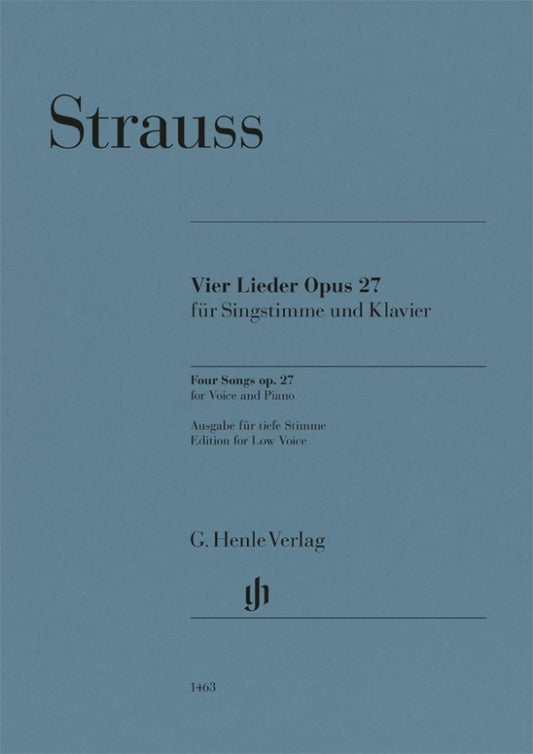 Quatre lieder, opus 27 | Richard Strauss | Voix | Réduction pour piano | HN 1463