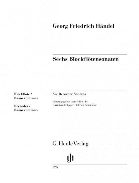Six sonates pour flûte à bec | Georg Friedrich Händel | Flûte à bec | Partition