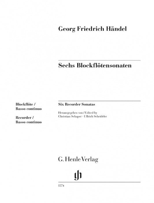 Six sonates pour flûte à bec | Georg Friedrich Händel | Flûte à bec | Partition