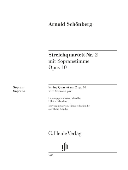 Quatuor à cordes n° 2, op. 10, avec voix de soprano | Arnold Schönberg | Voix | Réduction pour piano