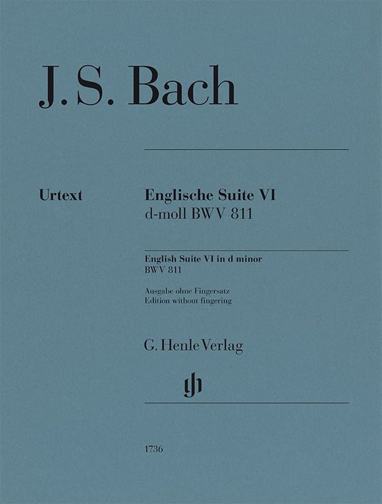 Suites anglaises, BWV 806-811 - Sans doigtés | Johann Sebastian Bach | Piano | Livre | HN 1736
