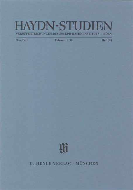 Haydn-Studien, vol. 7 n° 3/4