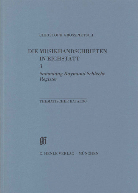 KBM 11/3 - Collection Raymund Schlecht, index | éd. Bayerische Staatsbibliothek