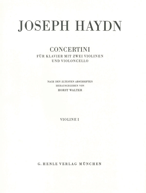 Concertini pour piano | Franz Joseph Haydn | Violon | Livre | HN 309