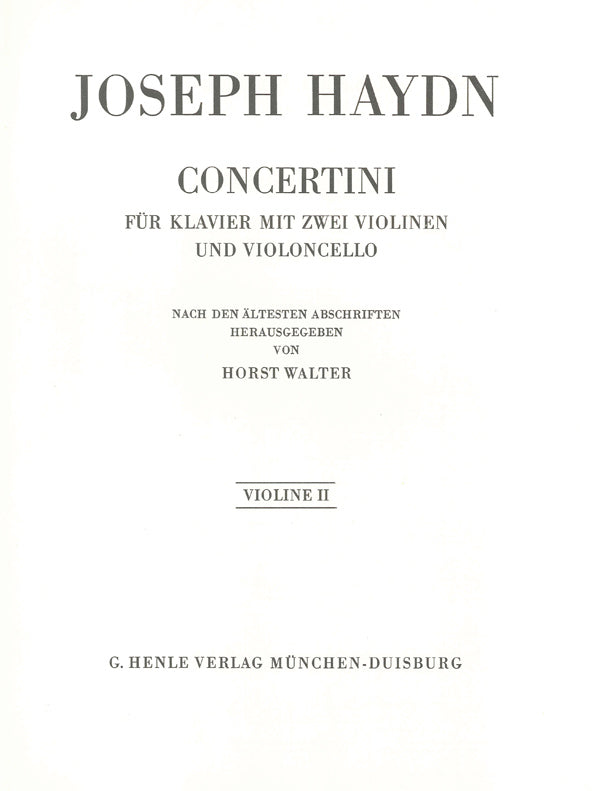 Concertini pour piano | Franz Joseph Haydn | Violon | Livre | HN 310