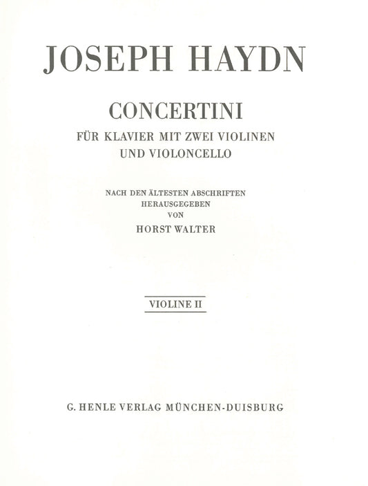 Concertini pour piano | Franz Joseph Haydn | Violon | Livre | HN 310