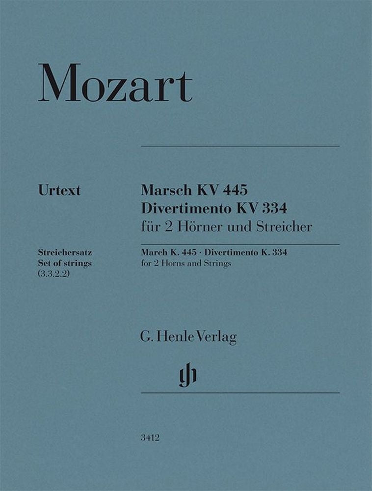 Marche, K. 445, et Divertimento, K. 334 | Wolfgang Amadeus Mozart | Orchestre à cordes | Jeu de parties | HN 3412