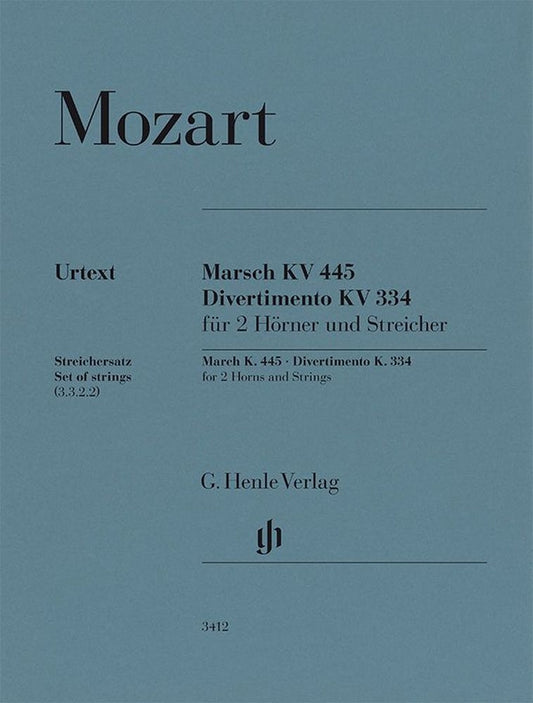 Marche, K. 445, et Divertimento, K. 334 | Wolfgang Amadeus Mozart | Orchestre à cordes | Jeu de parties | HN 3412