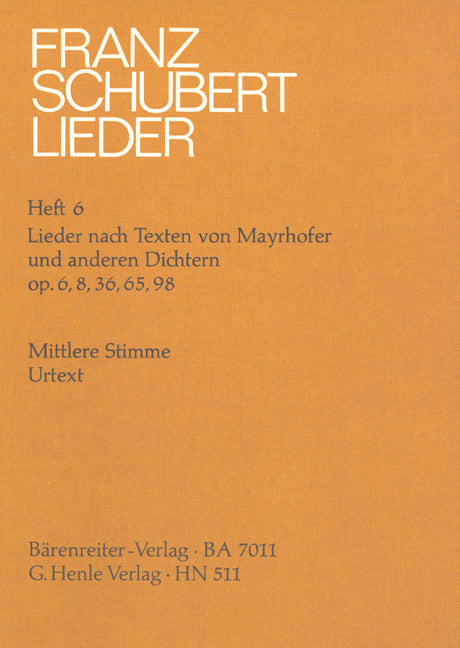 Lieder - Volume 6, voix moyenne | Franz Schubert