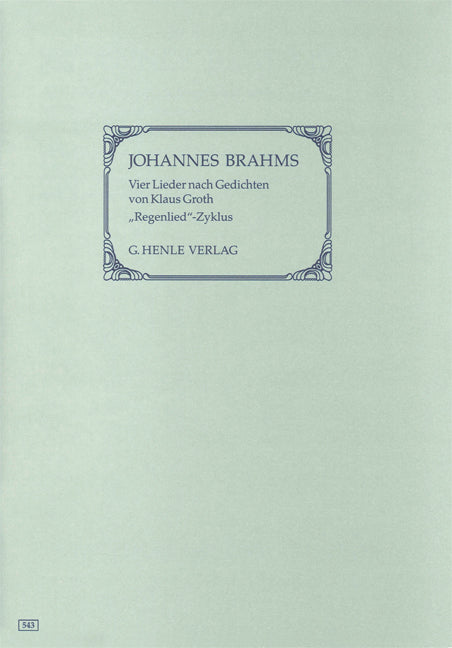 Four Songs with Lyrics by Klaus Groth 1st Edition de Johannes Brahms, Livre pour voix et Piano