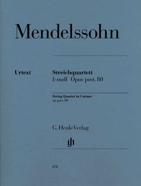 Quatuor à cordes en fa mineur, op. posth. 80 | Felix Mendelssohn Bartholdy | Quatuor à cordes | Partition + parties