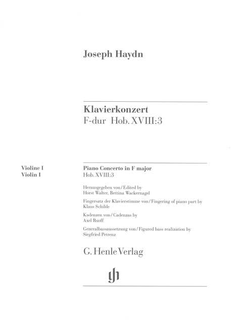 Concerto pour piano | Franz Joseph Haydn | Violon | Partie séparée | HN 733