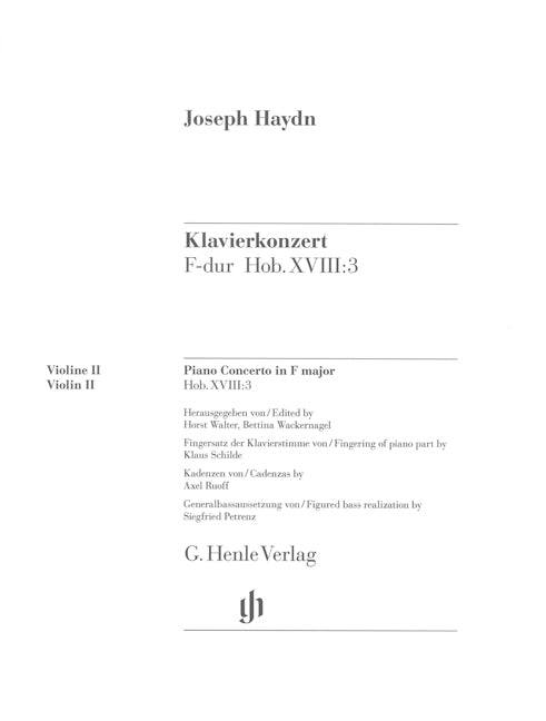 Concerto pour piano et orchestre en fa majeur, Hob. XVIII:3 | Franz Joseph Haydn | Orchestre