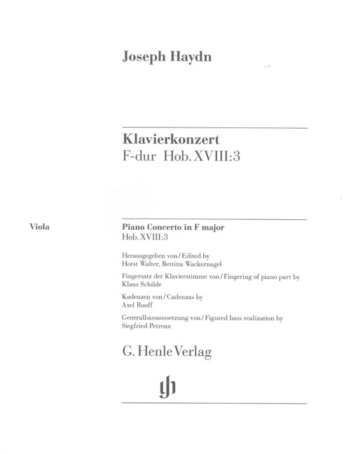 Concerto pour piano et orchestre en fa majeur, Hob. XVIII:3 | Franz Joseph Haydn | Alto
