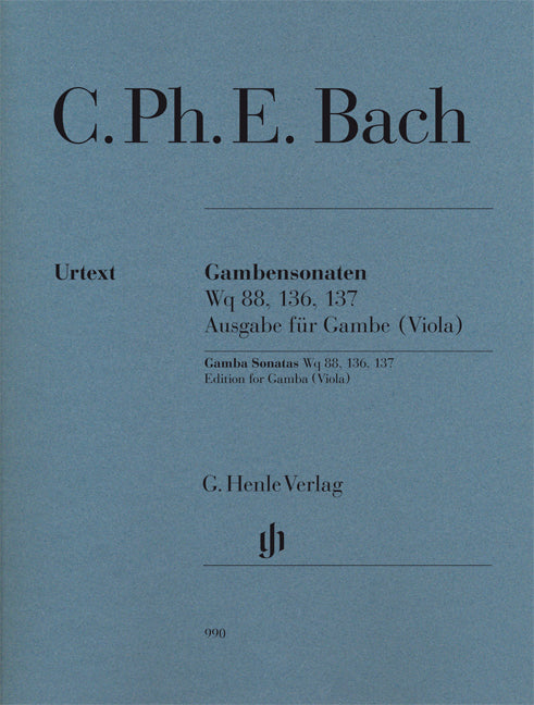 Sonates pour viole de gambe, Wq 88, 136, 137 | Carl Philipp Emanuel Bach | Alto