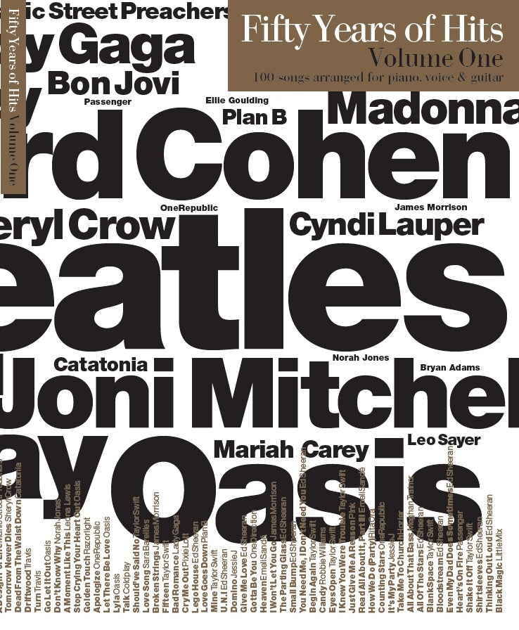 Fifty Years Of Hits: Volume One, Livre pour piano et Chant et Guitare