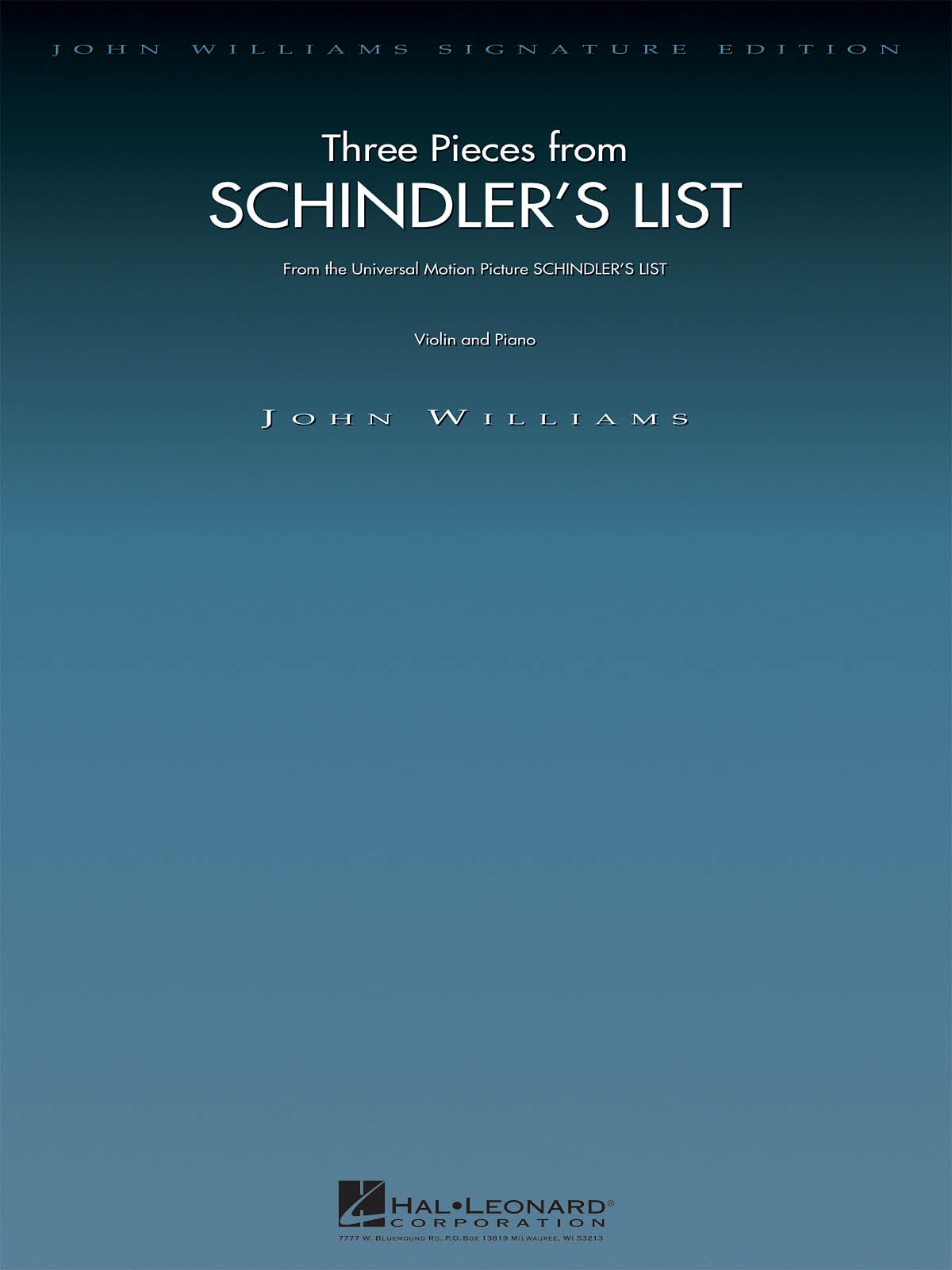 3 Pieces From Schindler's List de John Williams, Livre pour violon et Piano