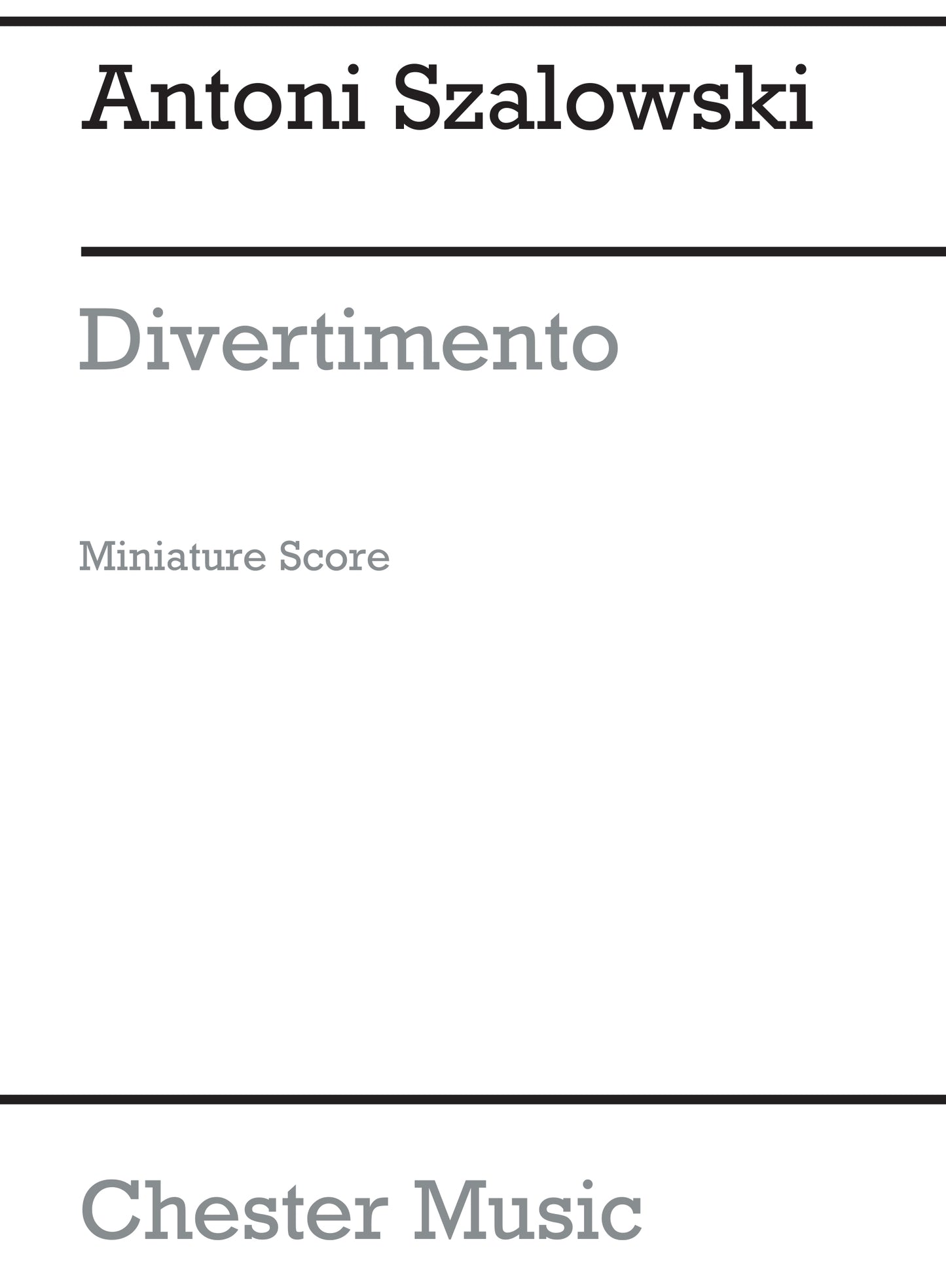 Divertimento (Miniature Score) de Antoni Szalowski, Partition pour clarinette et Hautbois et Basson