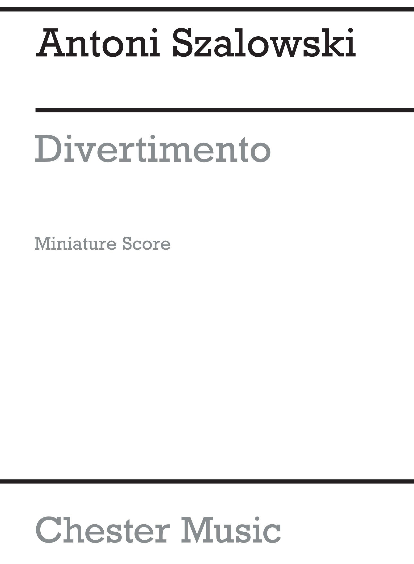 Divertimento (Miniature Score) de Antoni Szalowski, Partition pour clarinette et Hautbois et Basson