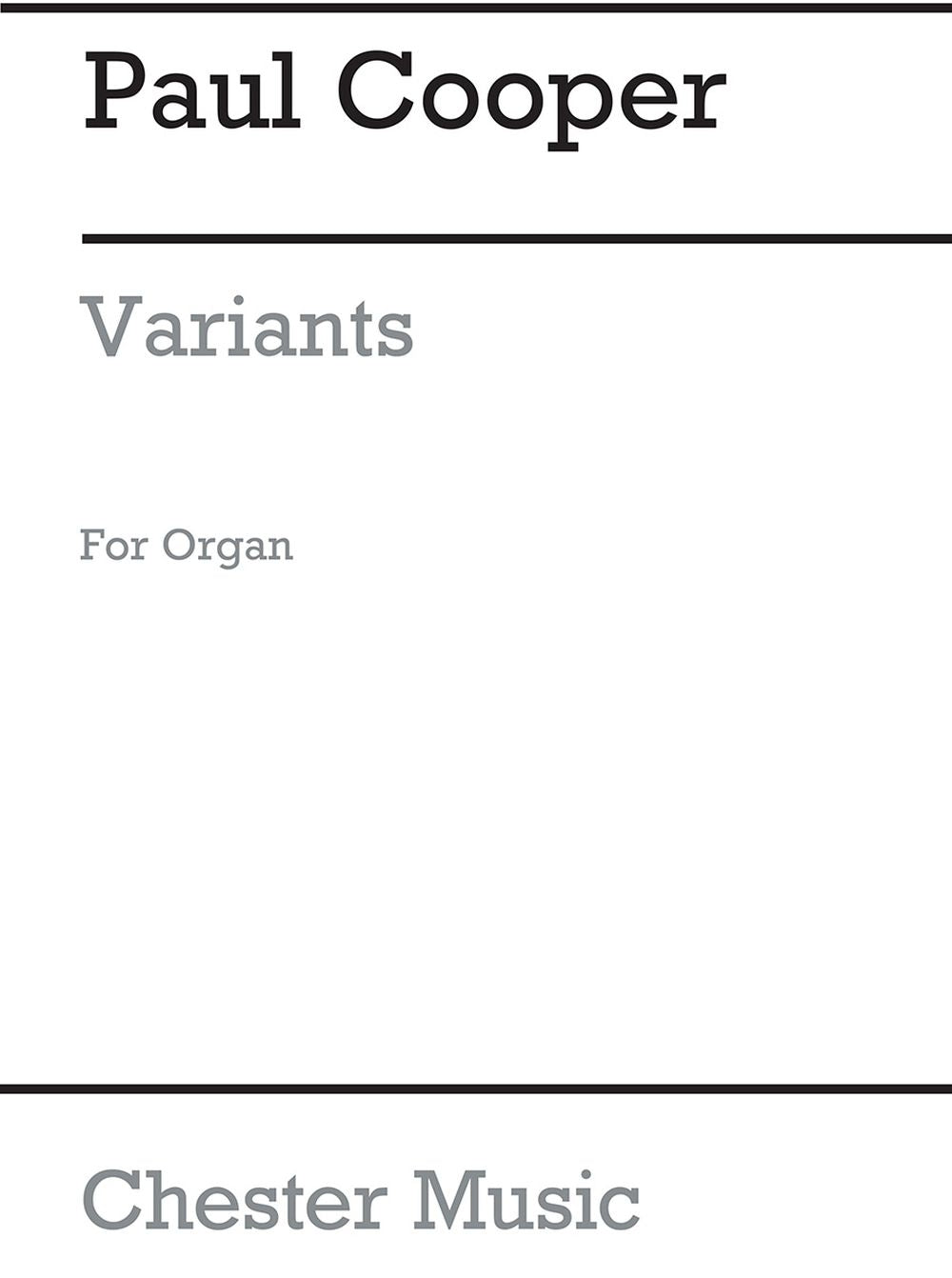 Variants de Paul Cooper, Livre pour orgue