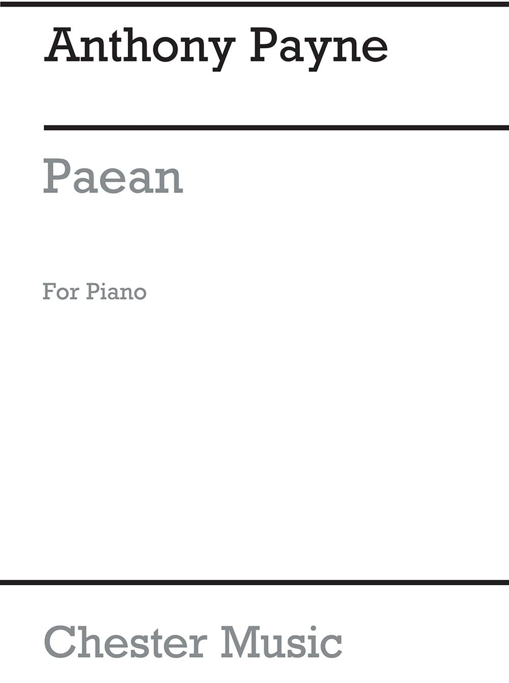Paean for Solo Piano de Anthony Payne, Livre pour piano