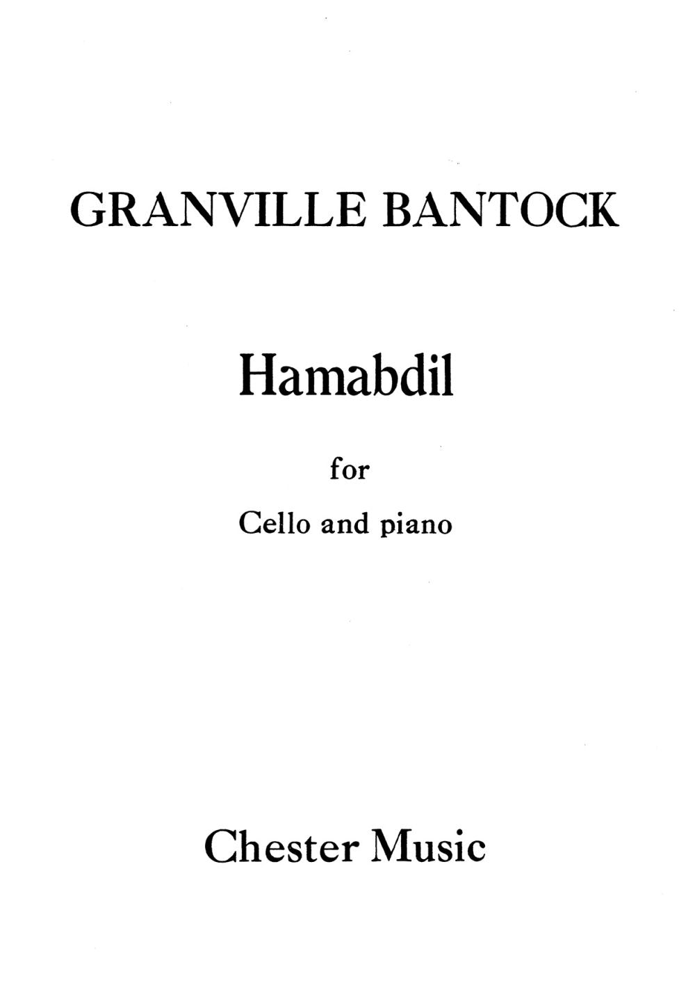 Hamabdil For Cello and Piano de Granville Bantock, Livre pour violoncelle et Piano et Harpe