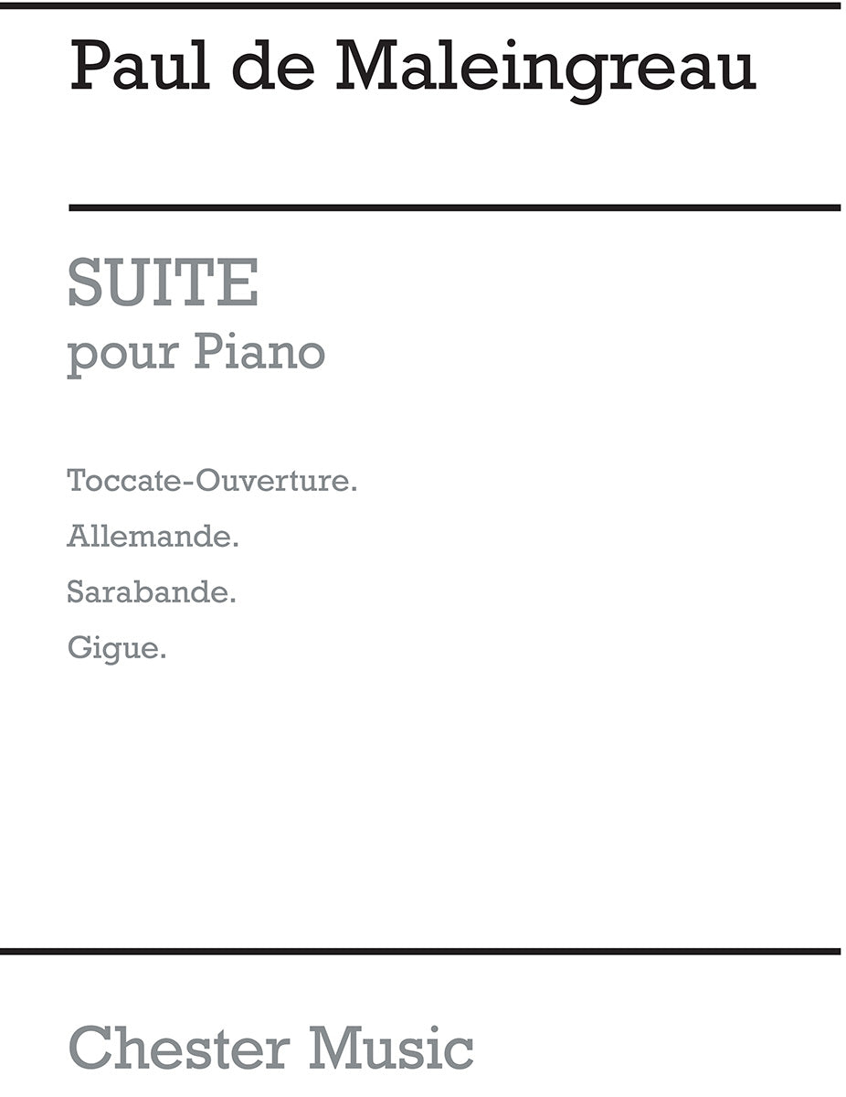 Suite Pour Piano Op.9 de Paul de Maleingreau, Livre pour piano