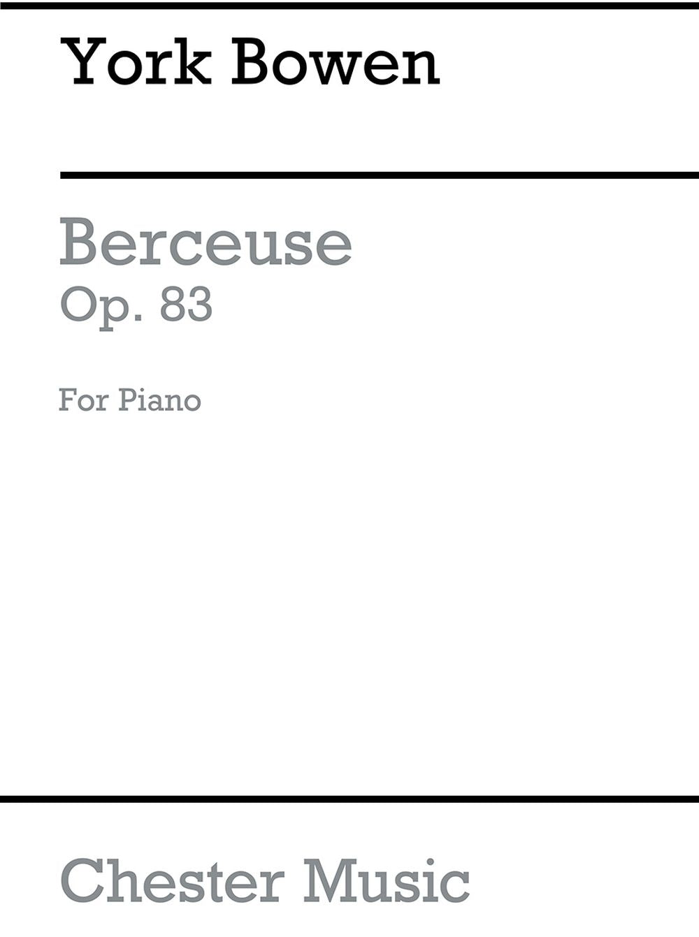 Berceuse Op. 83 for Solo Piano de York Bowen, Livre pour piano