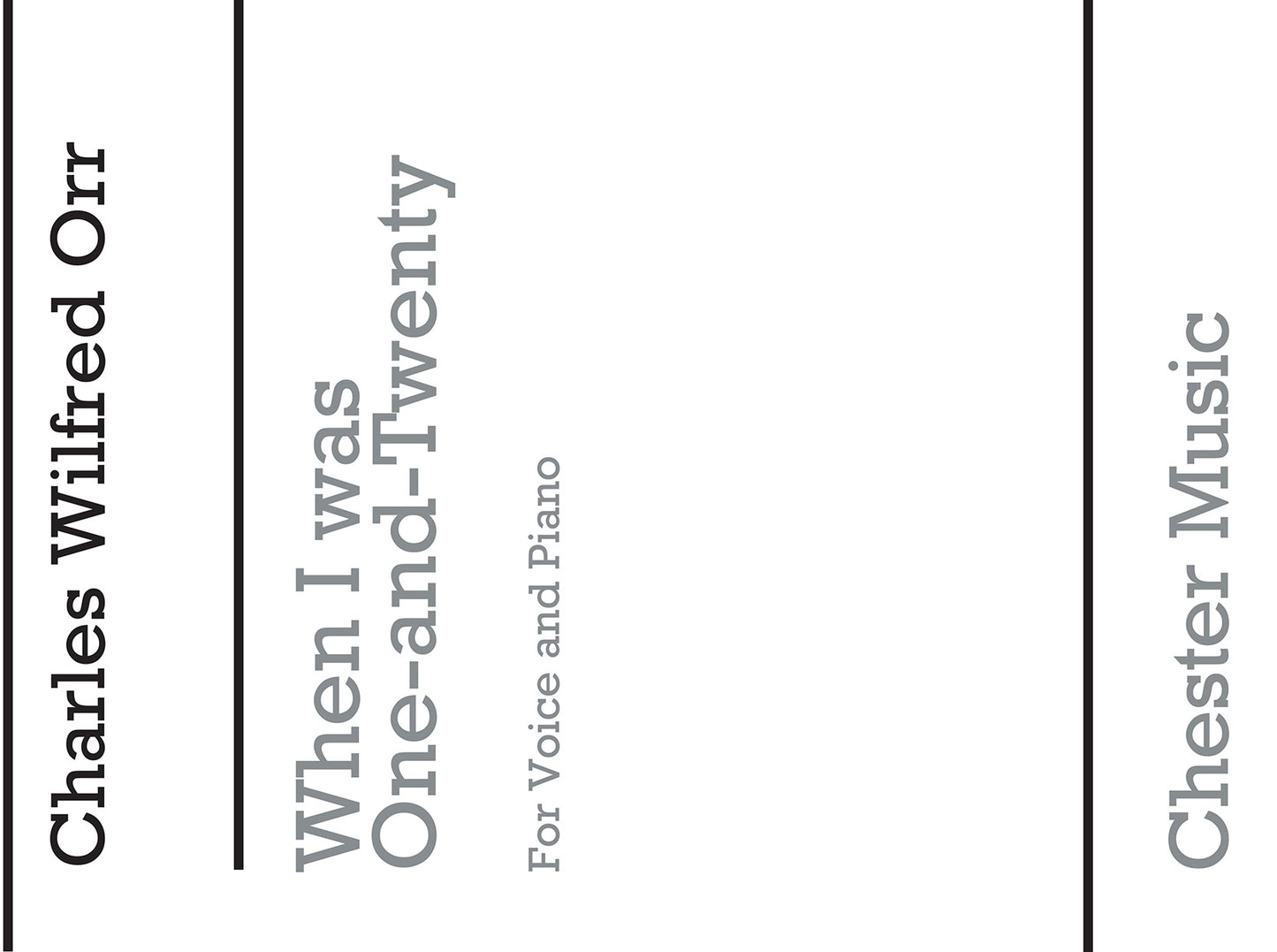 When I Was One And Twenty de Charles Wilfred Orr, Livre pour voix aiguë et Piano