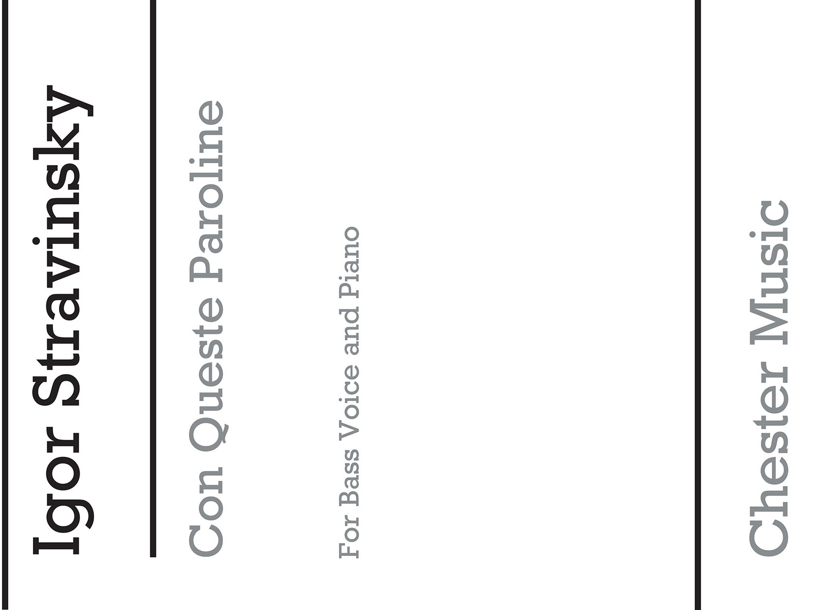 Con Queste Paroline (from Pulcinella) de Igor Stravinsky, Livre pour bass Voice and Piano