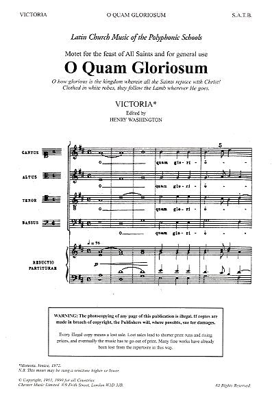 O Quam Gloriosum (Washington) de Tomás Luis de Victoria, Partition chorale pour sATB