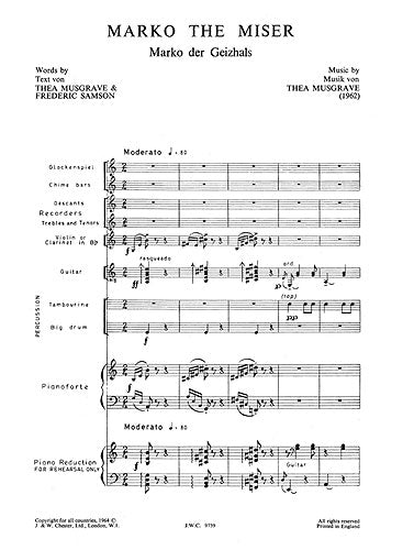 Marko The Mister - de Thea Musgrave, Partition + parties pour ensemble de chambre